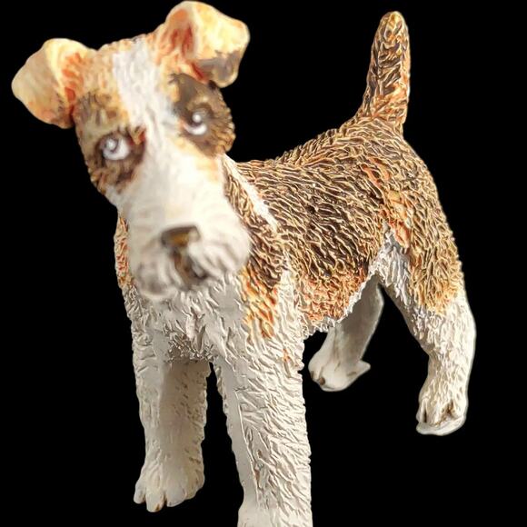 Airedale or French Wire Fox Terrier Resin 2.5" Figurine, Brown & White - Picture 5 of 5
